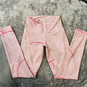 Geometric Patterned Gray, Light Pink Legging